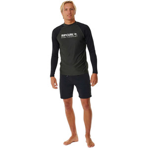 2024 Rip Curl Mens Shock UV Long Sleeve Rash Vest 146MRV - Black Marle